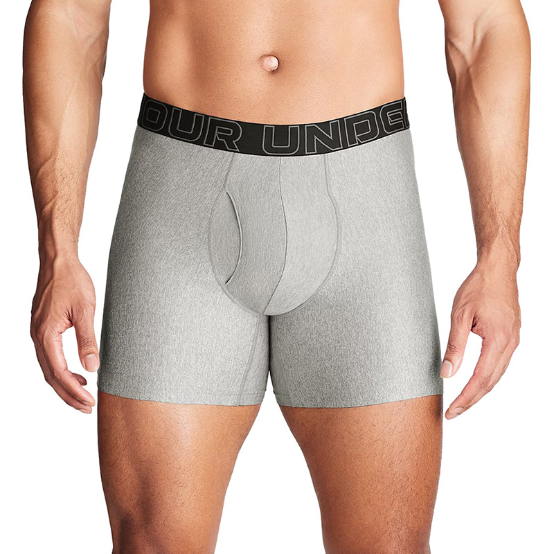 Under Armour Performance Tech 6" Boxerjock 3'lü Paket Gri Melanj Siyah Gri