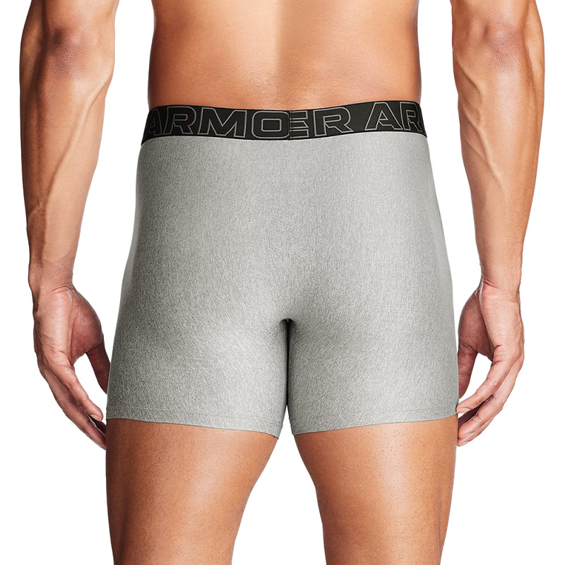 Under Armour Performance Tech 6" Boxerjock 3'lü Paket Gri Melanj Siyah Gri