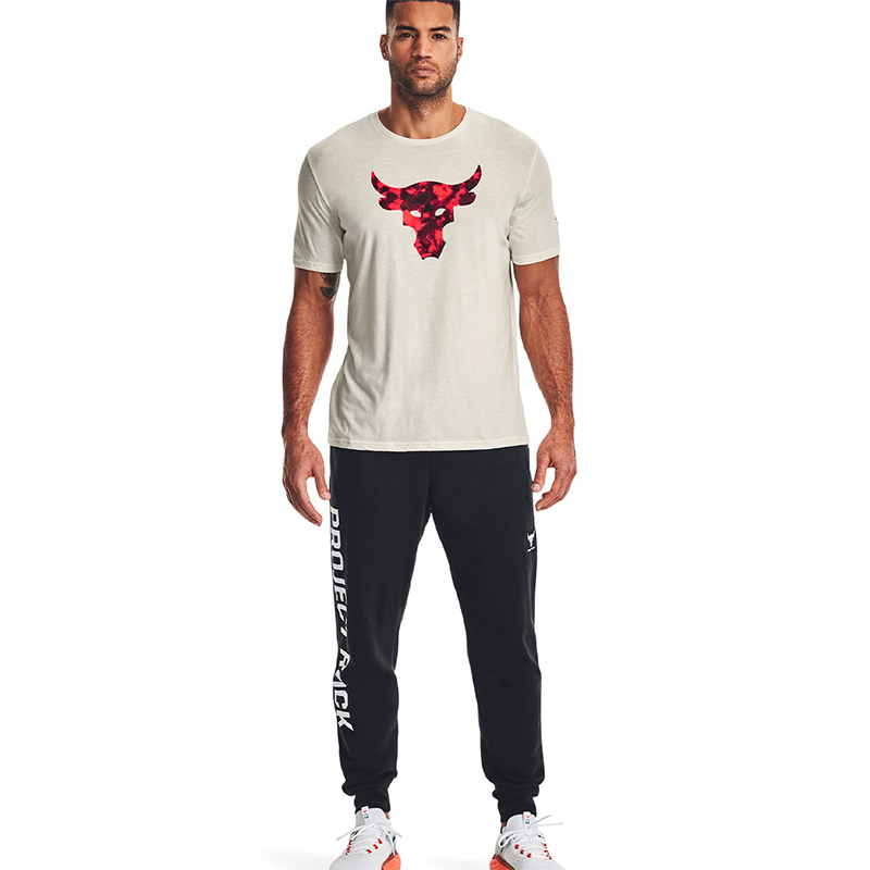 Under Armour Project Rock Brahma Bull Kısa Kollu T-Shirt Bej Kırmızı