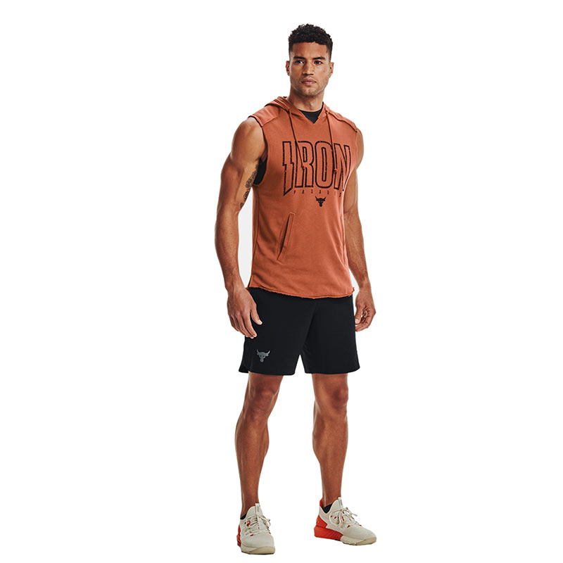 Under Armour Project Rock Terry Iron Kapüşonlu Kolsuz T-Shirt Turuncu