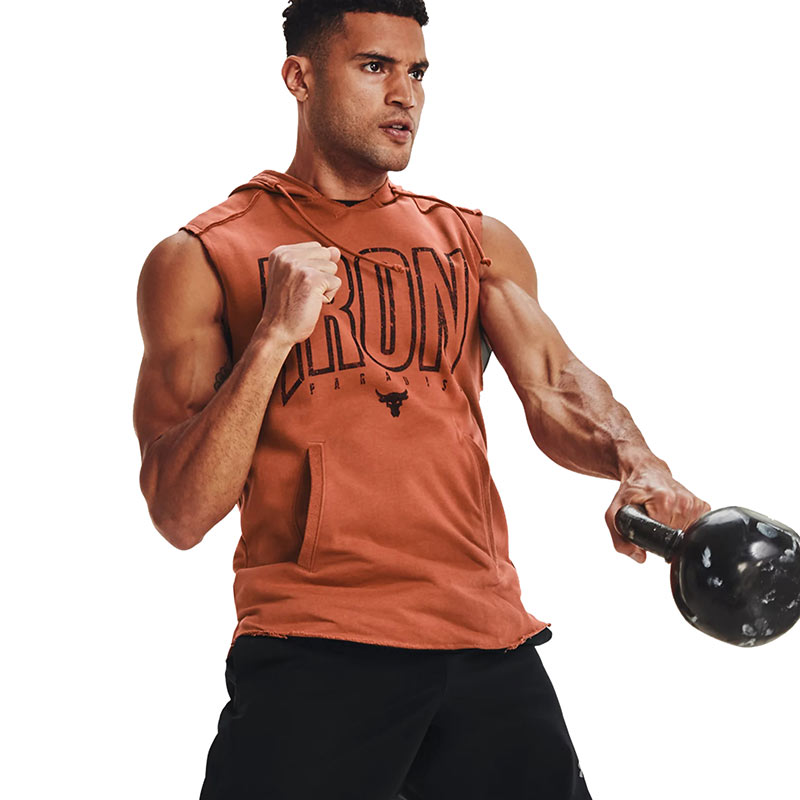 Under Armour Project Rock Terry Iron Kapüşonlu Kolsuz T-Shirt Turuncu