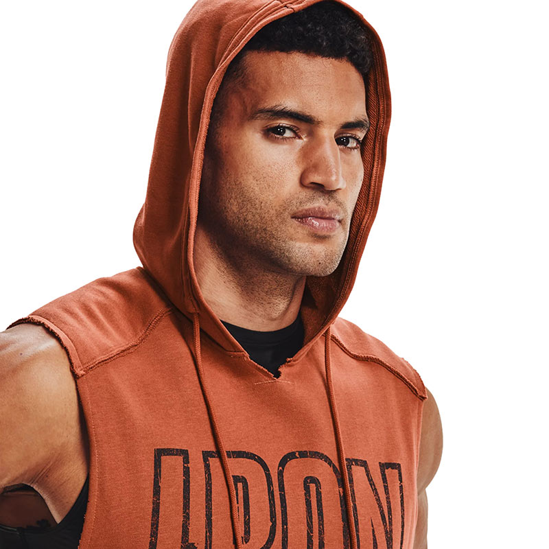 Under Armour Project Rock Terry Iron Kapüşonlu Kolsuz T-Shirt Turuncu