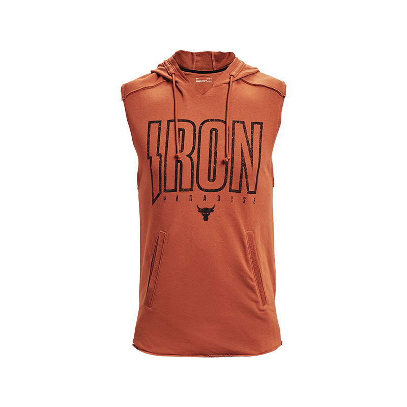 Under Armour Project Rock Terry Iron Kapüşonlu Kolsuz T-Shirt Turuncu