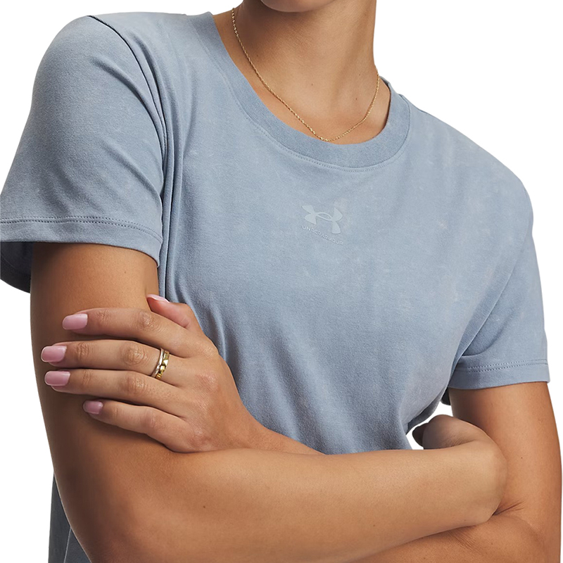 Under Armour Rival Cotton Wash Kadın Kısa Kollu T-Shirt Mavi