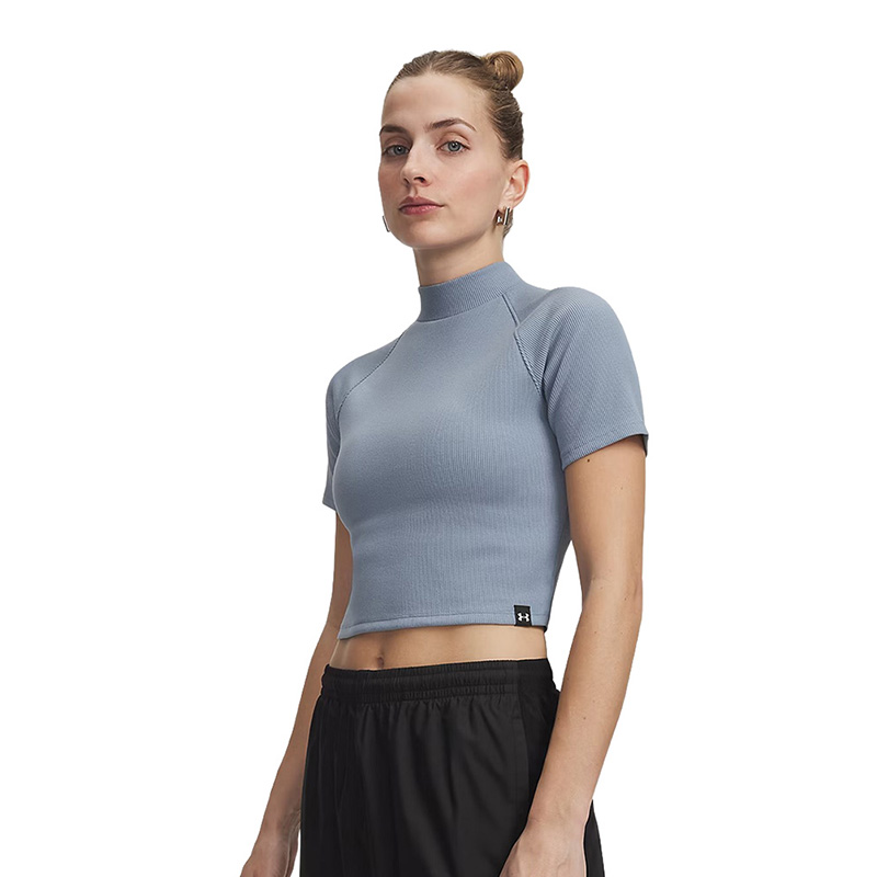 Under Armour Rival Rib Mock Kadın Kısa Kollu T-Shirt Mavi