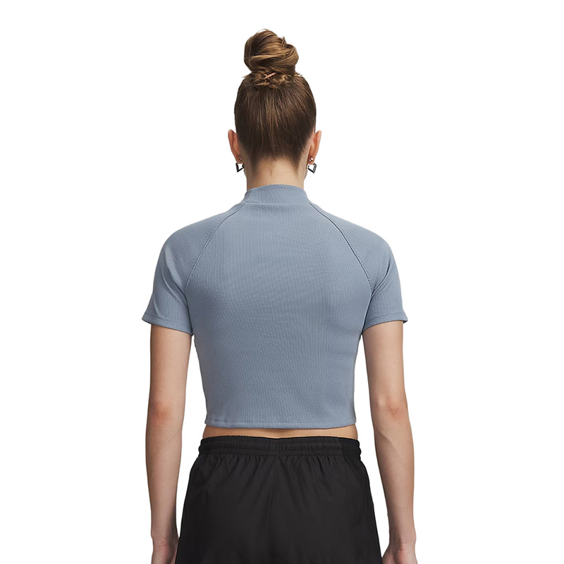 Under Armour Rival Rib Mock Kadın Kısa Kollu T-Shirt Mavi