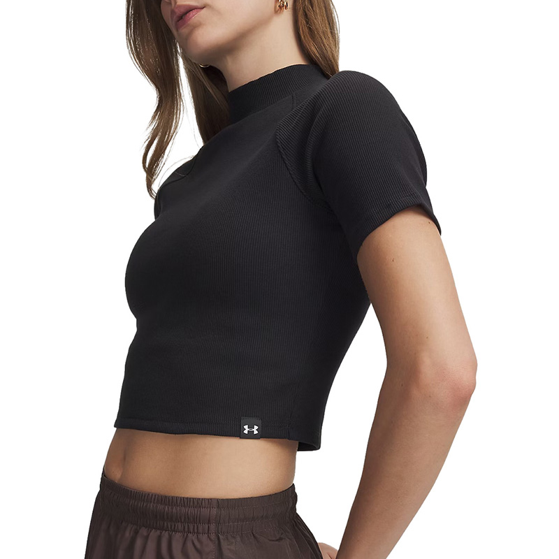 Under Armour Rival Rib Mock Kadın Kısa Kollu T-Shirt Siyah