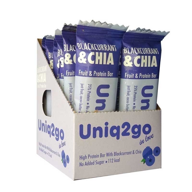 Uniq2go In Love  Frenk Üzümlü ve Chialı Protein Bar 32 Gr 12 Adet