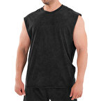 Kingsize Darksteel Antik Yıkamalı Kolsuz T-Shirt Siyah