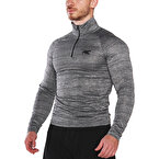 MuscleCloth Pro Stretch Fermuarlı Uzun Kollu T-Shirt Füme
