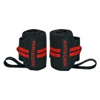 MuscleCloth Pro Wrist Wraps 2'li Paket Siyah Kırmızı