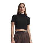 Under Armour Rival Rib Mock Kadın Kısa Kollu T-Shirt Siyah