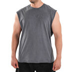 Kingsize Darksteel Antik Yıkamalı Kolsuz T-Shirt Füme