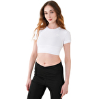 MuscleCloth Aura Cross Crop T-Shirt Beyaz