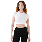 MuscleCloth Nova Seamless Crop T-Shirt Beyaz