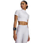 Under Armour HeatGear Kadın Kısa Kollu Crop Mock Beyaz