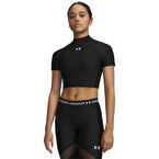 Under Armour HeatGear Kadın Kısa Kollu Crop Mock Siyah