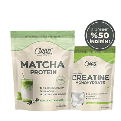 Clean Powders Protein Matcha + Creatine Monohydrate 150 Gr Kombinasyonu