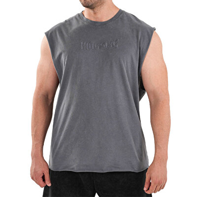 Kingsize Darksteel Antik Yıkamalı Kolsuz T-Shirt Füme