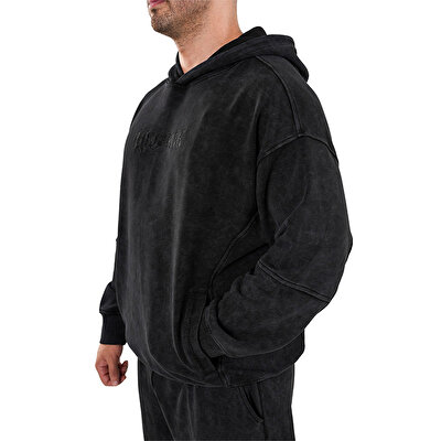 Kingsize Darksteel Antik Yıkamalı Oversize Sweatshirt Siyah