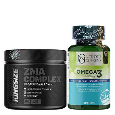 Kingsize Nutrition ZMA Complex 100 Tablet + Nature's Supreme Omega 3 1000 Mg 100 Kapsül Kombinasyonu