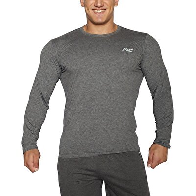 MuscleCloth Basic Uzun Kollu T-Shirt Gri