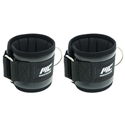 MuscleCloth Deri Padded Ankle Cuff 2'li Paket Siyah