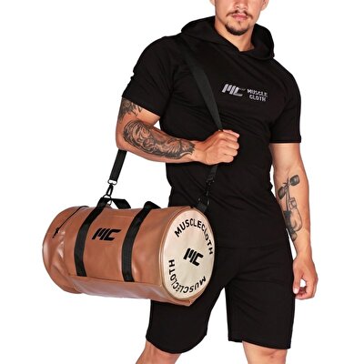 MuscleCloth Deri Silindir Çanta Vizon