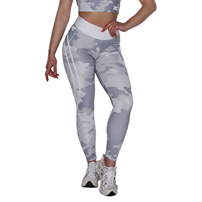 MuscleCloth Dora Kamuflaj Spor Tayt Beyaz