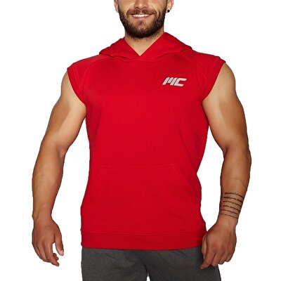 MuscleCloth Kapüşonlu Kolsuz Yelek Kırmızı