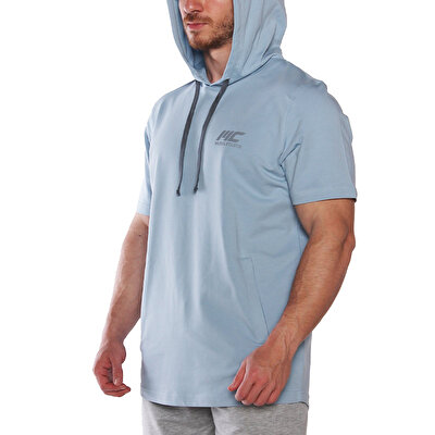 MuscleCloth MC-X Kapüşonlu Kısa Kollu Sweatshirt Açık Mavi