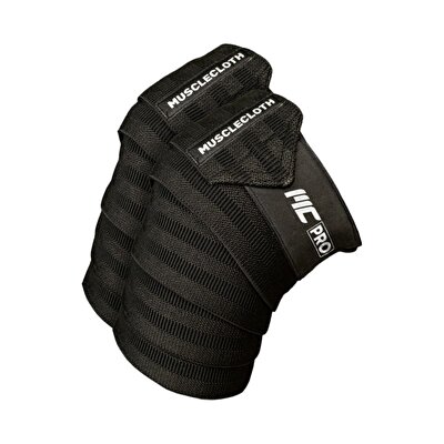 MuscleCloth Pro Knee Wraps Diz Bandajı 2'Li Paket - Cırt Bantlı Siyah