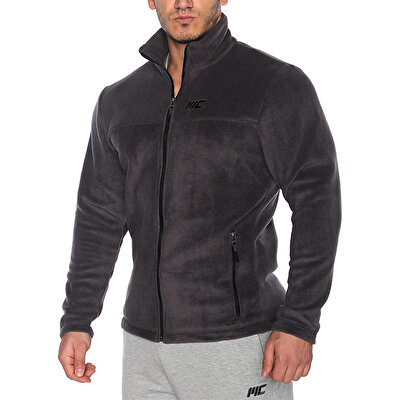 MuscleCloth Tam Fermuarlı Erkek Polar Antrasit