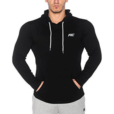 MuscleCloth Training Kapüşonlu Uzun Kollu T-Shirt Siyah