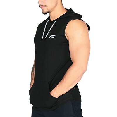 MuscleCloth Training Kapüşonlu Kolsuz T-Shirt Siyah