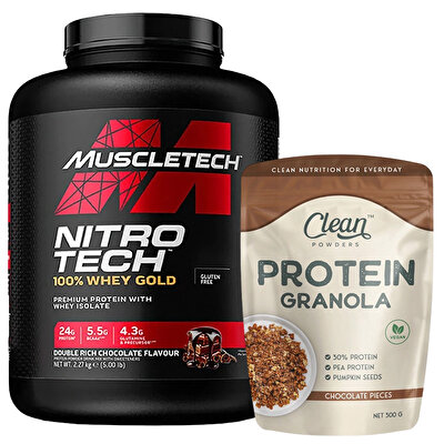 Muscletech Nitro-Tech Whey Gold Protein 2270 Gr + Clean Powders Protein Granola Kombinasyonu