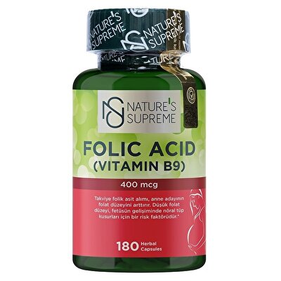 Nature's Supreme Folic Acid 400 Mcg 180 Kapsül