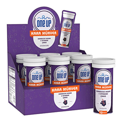 One Up Kara Mürver + C Vitamini + Çinko 10 Efervesan Tablet 6'lı Kutu