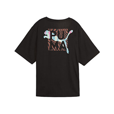 Puma Animal Remix Boyfriend Kadın Kısa Kollu T-Shirt Siyah