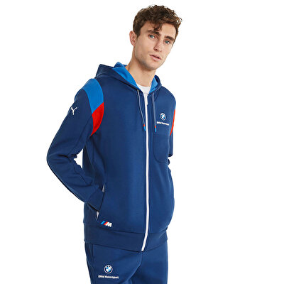 Puma Bmw Mms Fermuarlı Kapüşonlu Sweatshirt Mavi