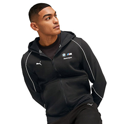 Puma Bmw Mms Hdd Fermuarlı Kapüşonlu Sweatshirt Siyah