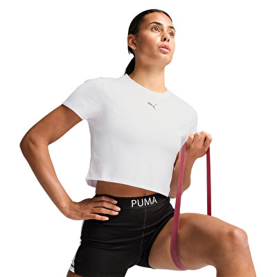 Puma Train All Day Essentials Baby Crop Kadın T-Shirt Beyaz