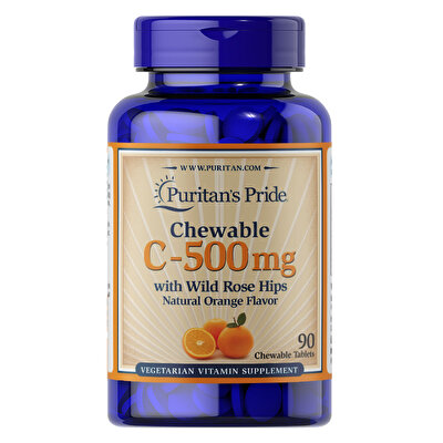Puritan's Pride Vitamin C 500 Mg with Rose Hips 90 Çiğnenebilir Tablet