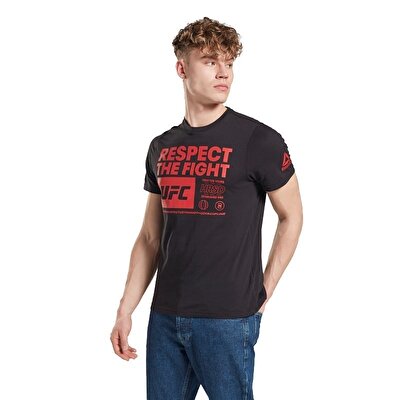 Reebok Ufc Fg Text Tee T-Shirt Siyah