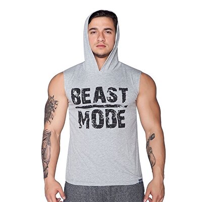 Supplementler.com Beast Mode Kapüşonlu Kolsuz T-Shirt Gri