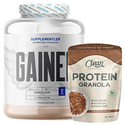 Supplementler.com Gainer 3000 Gr + Clean Powders Protein Granola Kombinasyonu