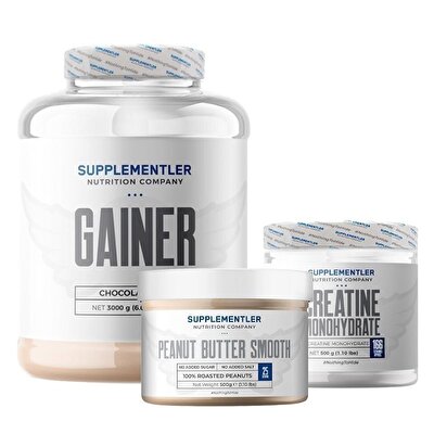 Supplementler.com Gainer 3000 Gr + Creatine 500 Gr + Yer Fıstığı Ezmesi 500 Gr Avantajlı Set