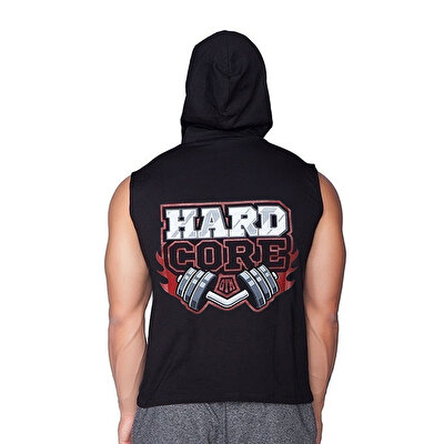 Supplementler.com Hardcore Kapüşonlu Kolsuz T-Shirt Siyah