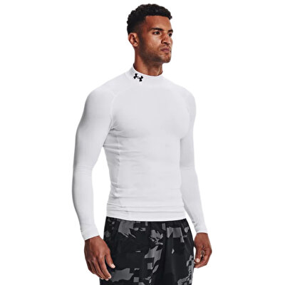 Under Armour ColdGear Compression Mock Uzun Kollu T-Shirt Beyaz