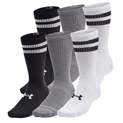 Under Armour Essential 6'Lı Paket Crew Çorap Beyaz Siyah